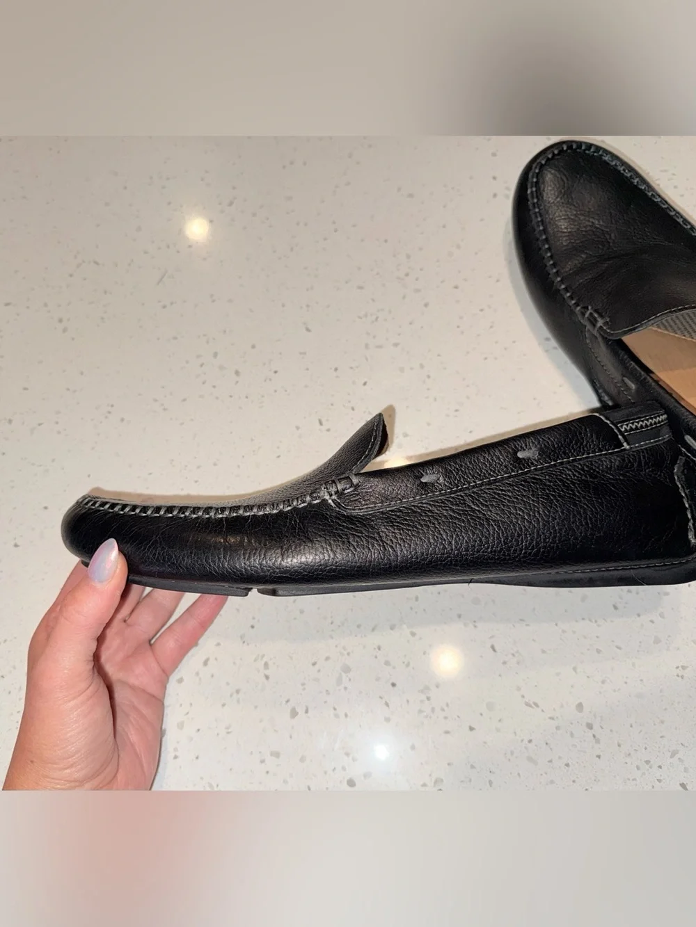 Johnston & Murphy Black Leather Slip-On Loafers